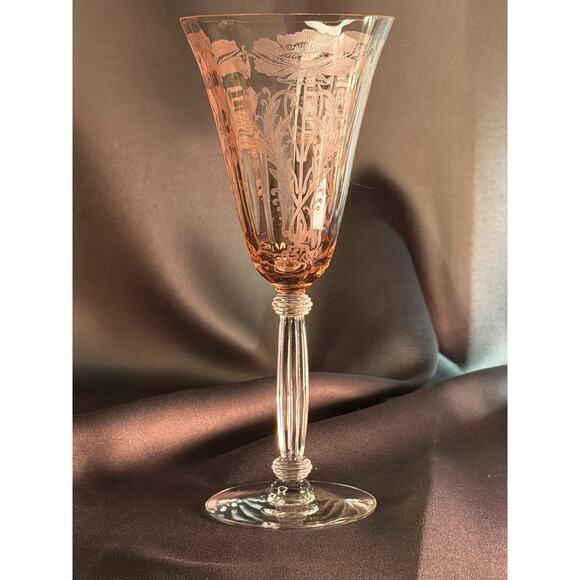 TIFFIN GLASS FLANDERS PINK #024 STEM STYLE 9-OUNCE 8-1/4" TALL WATER GOBLET! - Picture 1 of 12